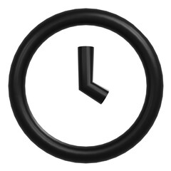 Black clock icon 3D PNG symbolic