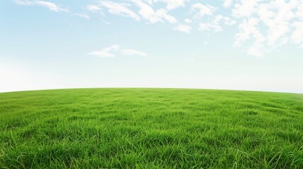Obraz premium Photorealistic Landscapes: Large Green Grass Field with Blue Sky