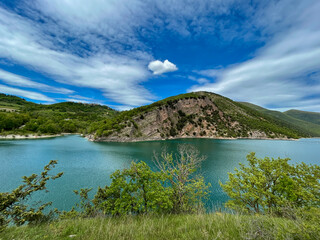 Beautiful Italian natural landscape. View of Fiastra lake in the Marche region