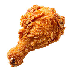 Delicious Crispy Fried Chicken Thigh, Temptingly Golden, Perfectly Isolated on White Background