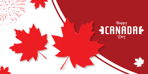 canada day 1st of july wishing design maple leaf, flag typography, background vector file