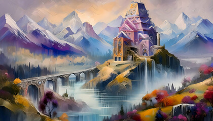 Abstract Modern Business Background pink and orange collumn background with wave on digital art concept.