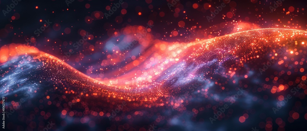 Poster abstract futuristic background with ruby gold azure glowing neon moving high speed wave lines and bo