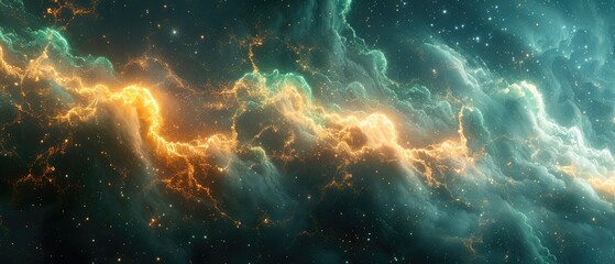 Obraz premium Vibrant background art with lime, chartreuse, and gold tones, accented by electrifying bolts