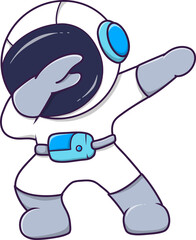 cartoon astronaut is playing with his hands in the air