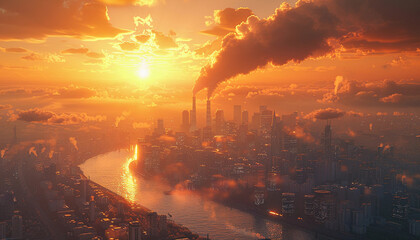 Obraz premium Smoke emissions, poor ecology. Air pollution.
