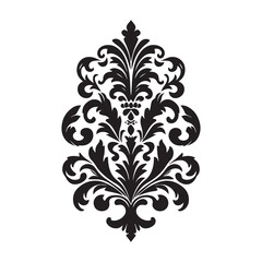 damask silhouette vector vintage design antique detailing black filigree icon