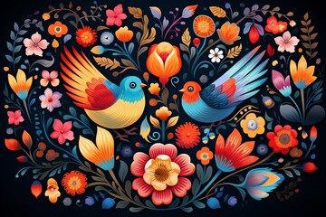 Obraz premium Highresolution vector illustration of a blue mystical landscape with a playful cat and serene sun, clear, intricate details , high resolution