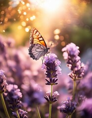 A butterfly resting on a lavender flower