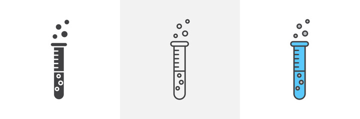 Chemical Research Icon Set. Lab test tube vector symbol. Scientific experimentation and analysis sign.