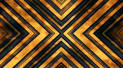 Symmetrical Gold and Black Geometric Pattern for Luxurious Design Background
