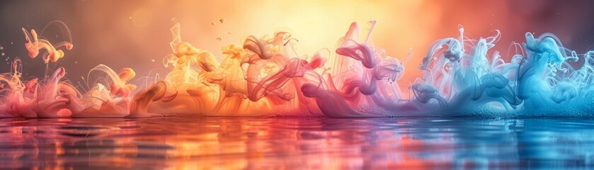 Animated background of flowing vibrant ink in water with lighting effects