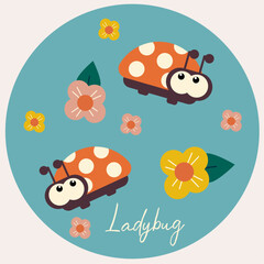 Fototapeta premium Flat Design Illustration with Ladybug