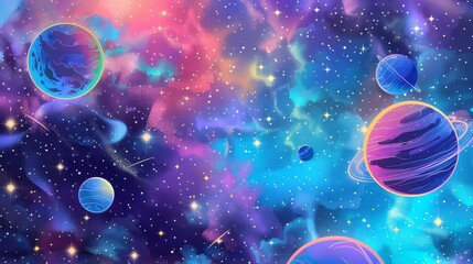 Outter space background with planets