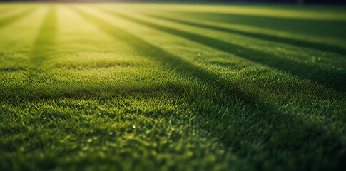 Fresh green grass, perfect for football sport, inviting play and performance.