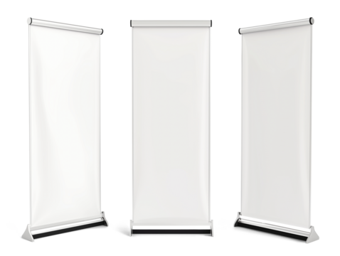 Roll up banner stand isolated on transparent background