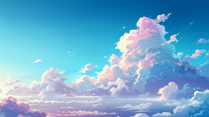 Epic illustration scene of evening sky with clouds