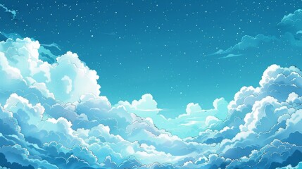 Epic illustration scene of night sky with clouds