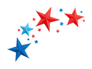 4th of July stars decoration isolated on transparent background