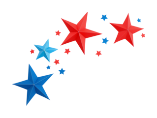 4th of July stars decoration isolated on transparent background