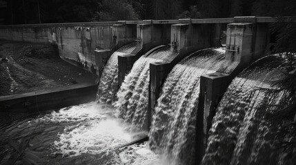 The weir of a hydropower plant, a critical component designed to control water flow and generate energy efficiently