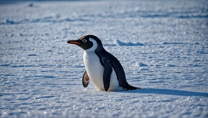 Penguin in Snowy Playground, Hand Edited Generative AI