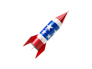 4th of July rocket decoration isolated on transparent background