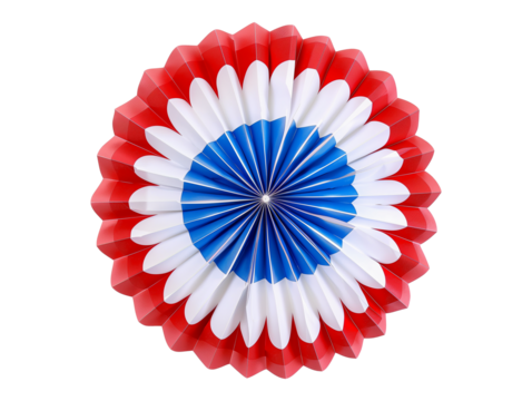 4th of July paper fan decoration isolated on transparent background