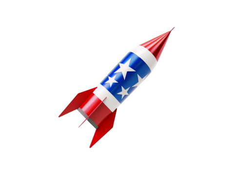 4th of July rocket decoration isolated on transparent background