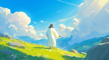 Jesus Christ ilustration for ascension day