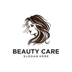 beauty care girl logo design vector illustration