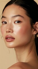 Beauty asian woman, photo model close up shot
