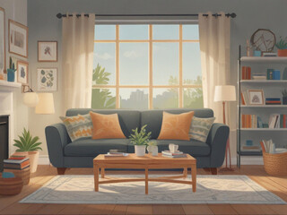 Obraz premium A modern living room with a modular furniture set