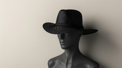 Stylish hat mockup on a head mannequin minimalist background