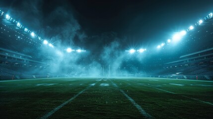 Football stadium photography with some lights and fog - Powered by Adobe