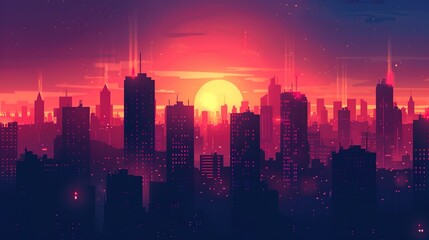 Night city landscape wallpaper