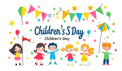 Global Celebration of Children's Day. Illustration Featuring Happy Children Enjoying Fun and Togetherness, Promoting Education and Friendship in a Colourful and Joyful Event