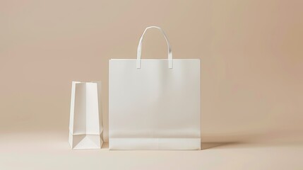 A mock-up of a blank craft package, featuring a white paper shopping bag with handles against a neutral background.