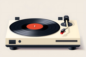 illustrated vinyl player vintage style illustration, type writer illustration, vintage type writer