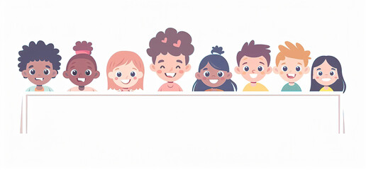  Illustration Featuring Happy Children Enjoying Fun and Togetherness, Promoting Education and Friendship in a Colourful and Joyful Event. Global Celebration of Children's Day.