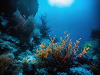 coral reef and diver