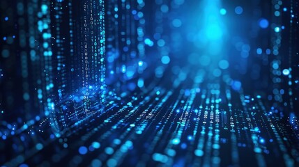 A digital visualization of a vast data network, highlighted in shades of dark and blue, representing big data flow