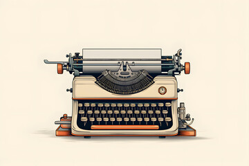 illustrated type writer basic background vintage style illustration, type writer illustration