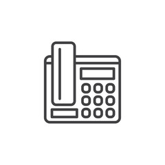 Desk Telephone Icon Set. Traditional landline phone vector symbol. Retro home telephone sign.