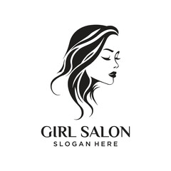 girl salon beauty logo design vector illustration