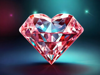 diamond on red background icon, symbol, precious, luxury,Ai generated 