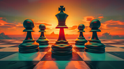 Chess board with pieces