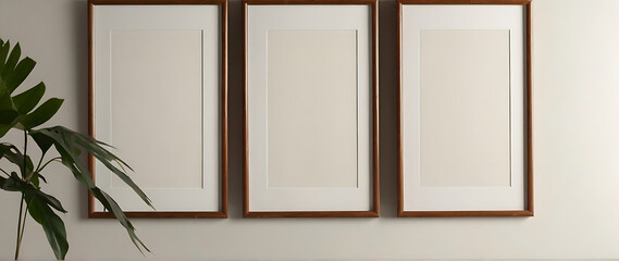  Real photo of white blank wood frame hung on the walls, hyper realistic