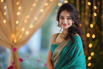 Young beautiful indian woman in saree