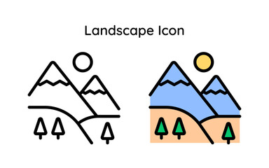 Landscape icon line and line color style.